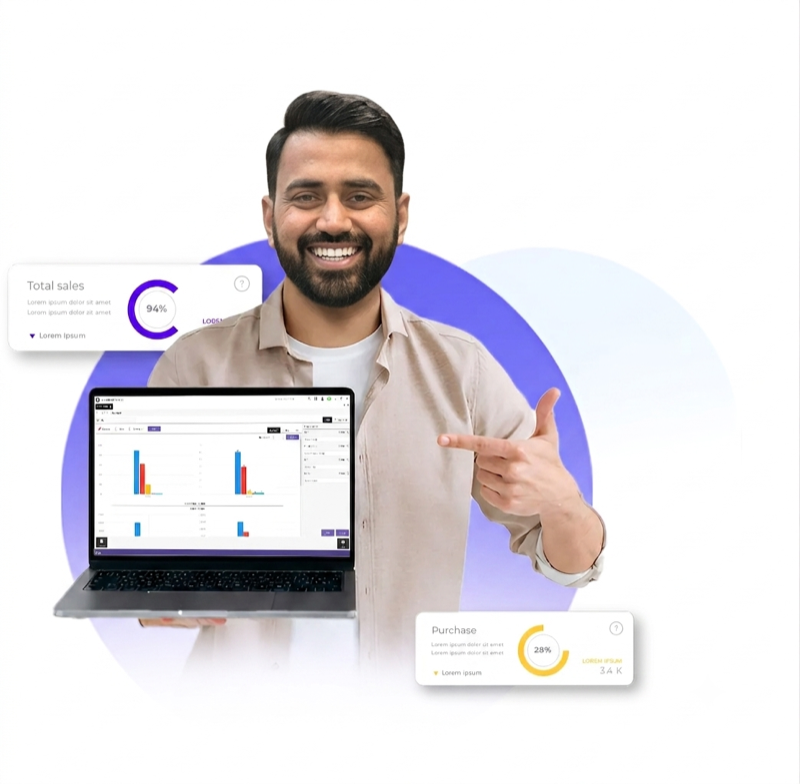 Syed Ali Mesum Naqvi presenting a dashboard interface