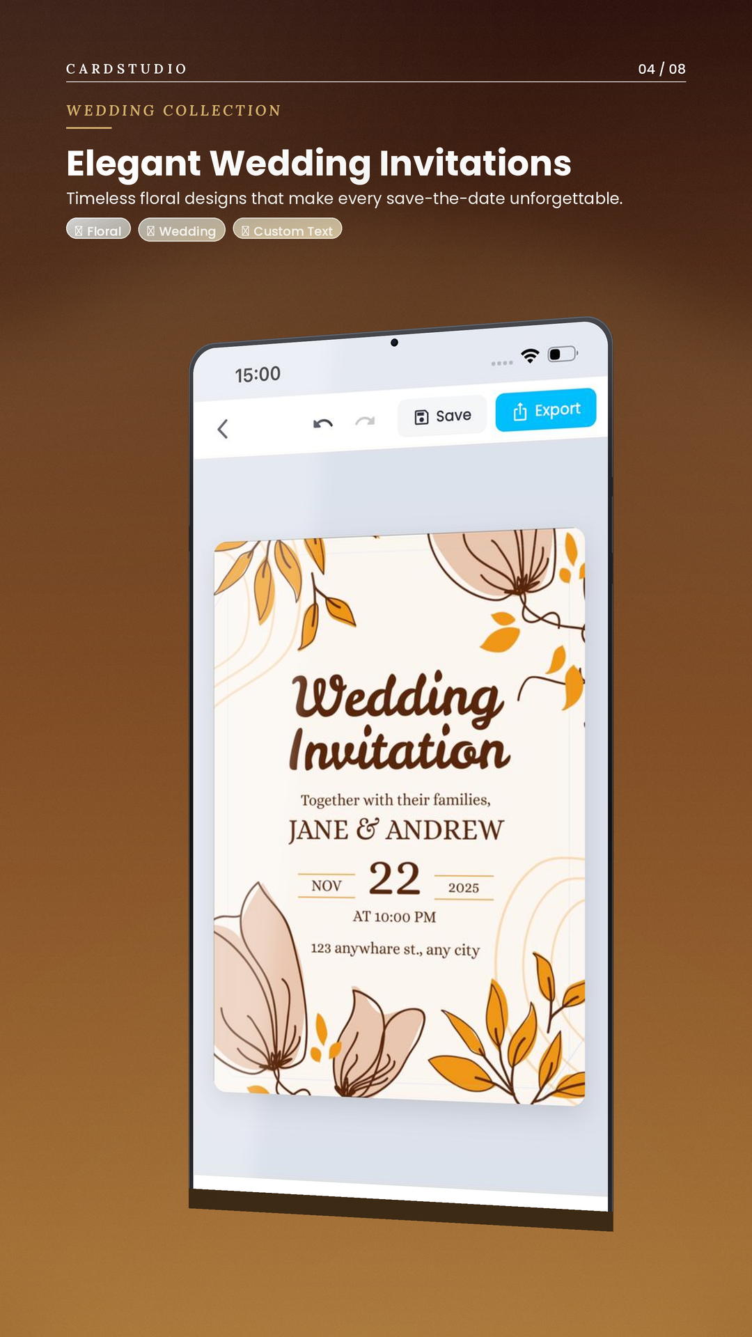CardStudio wedding floral template