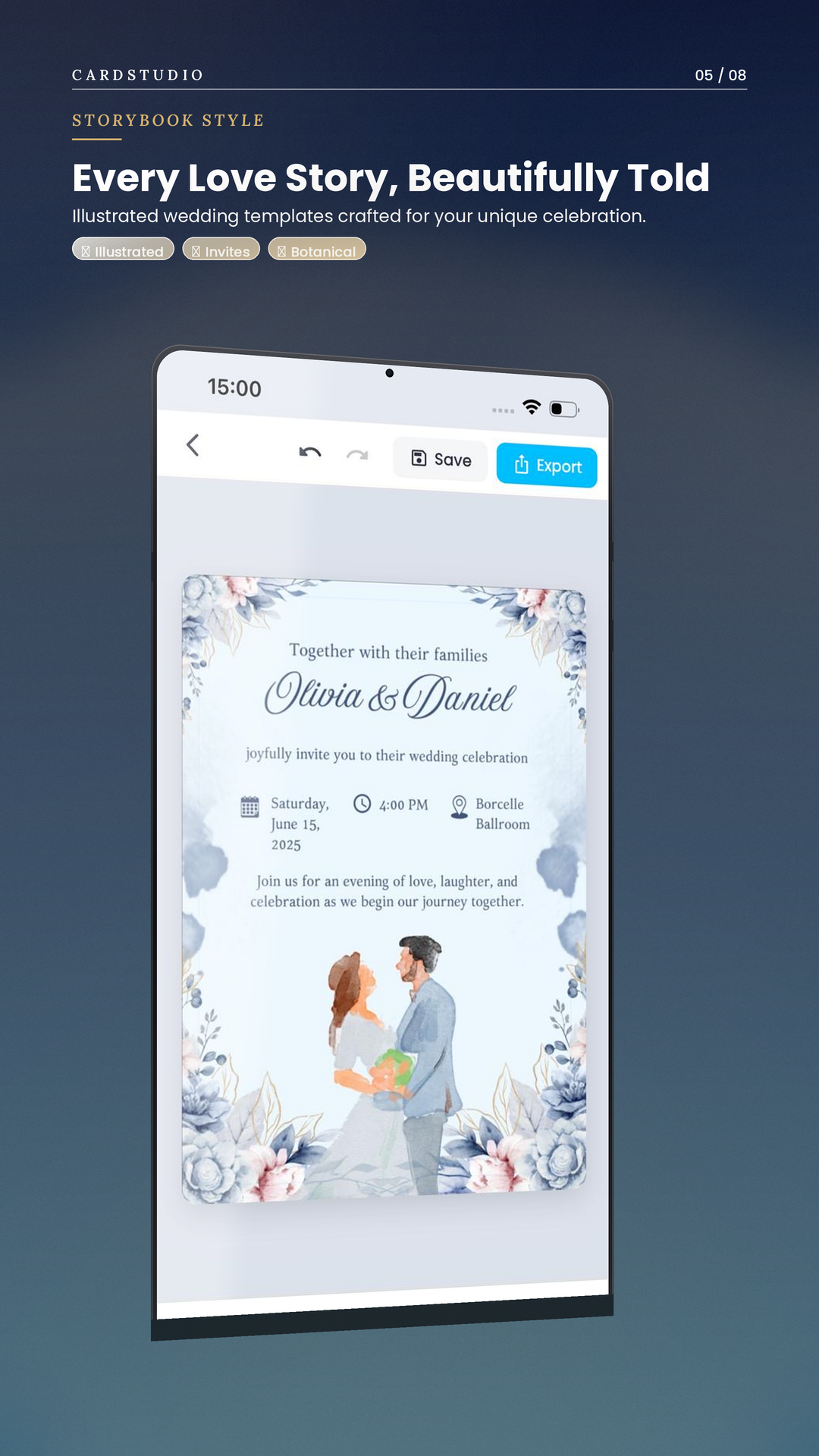CardStudio wedding illustrated template