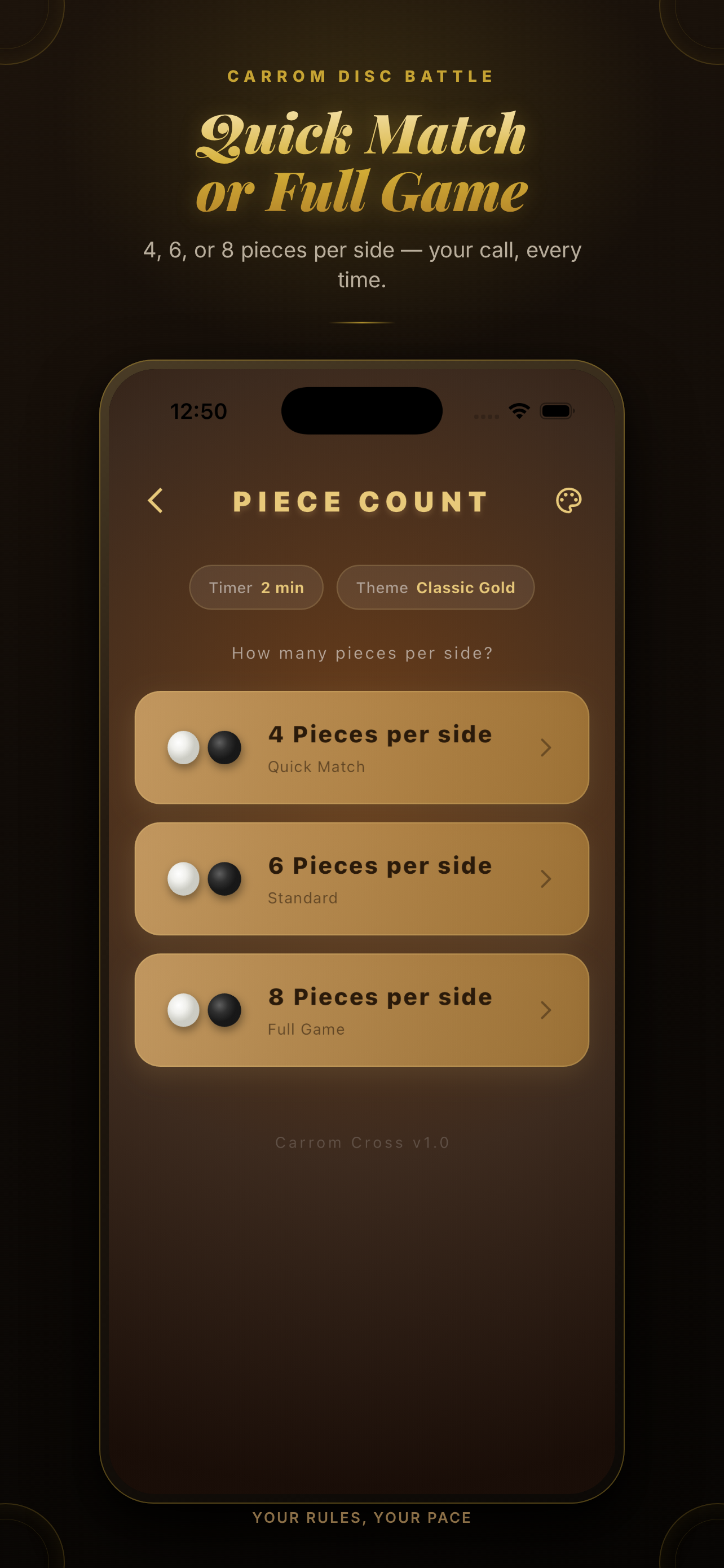 Disc Rider piece count settings