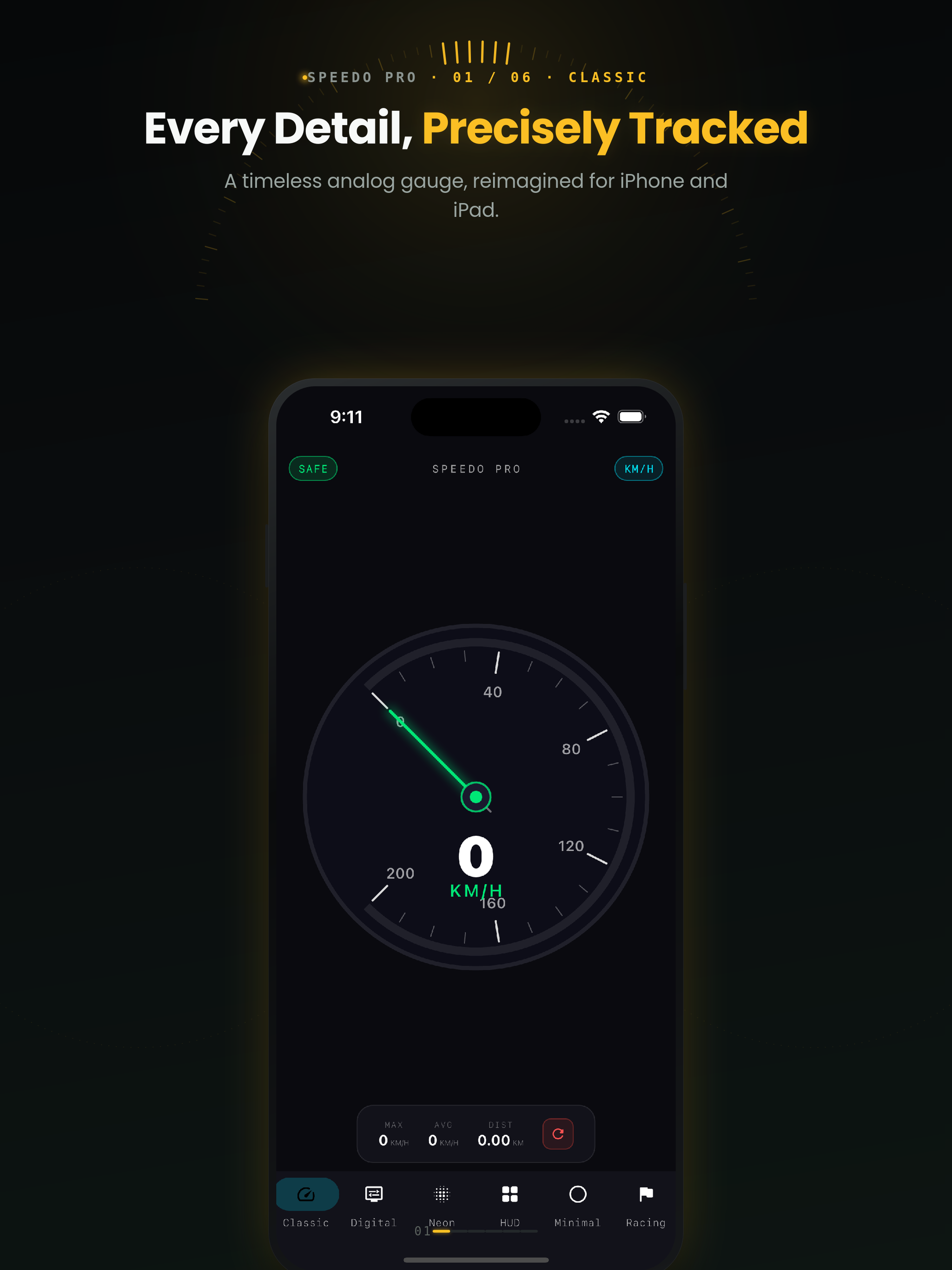 Speedo Meter classic style iPad 12.9