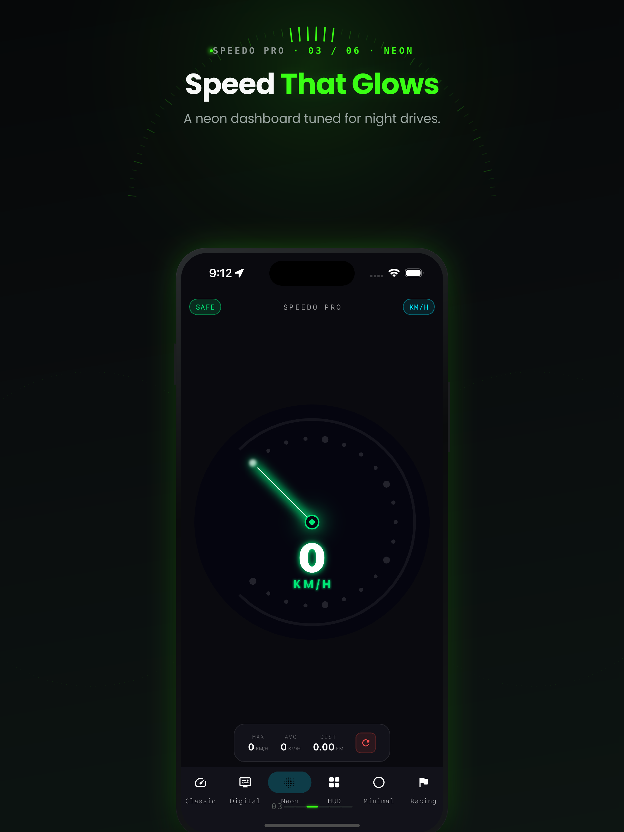 Speedo Meter neon style iPad