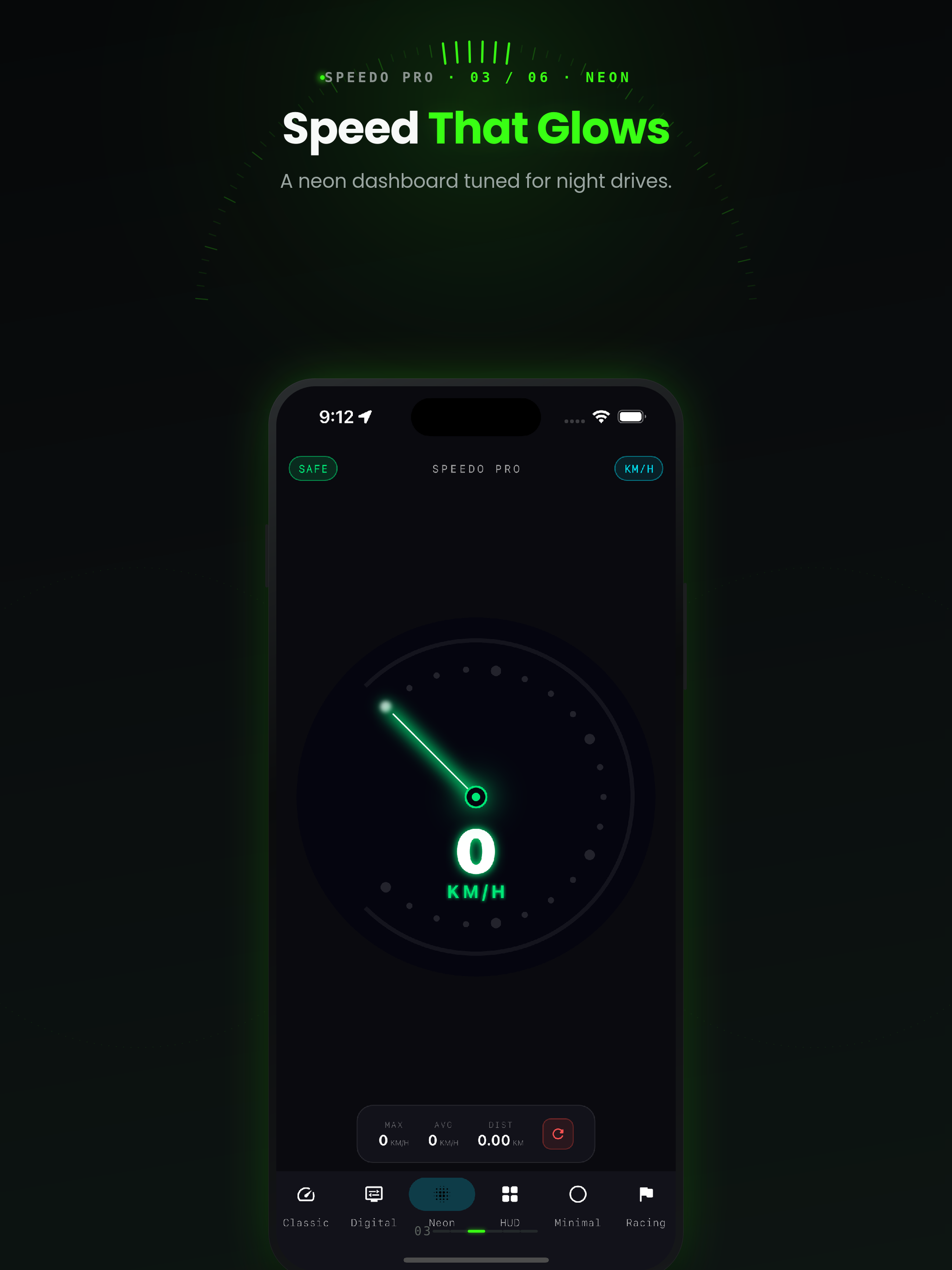 Speedo Meter neon style iPad 12.9